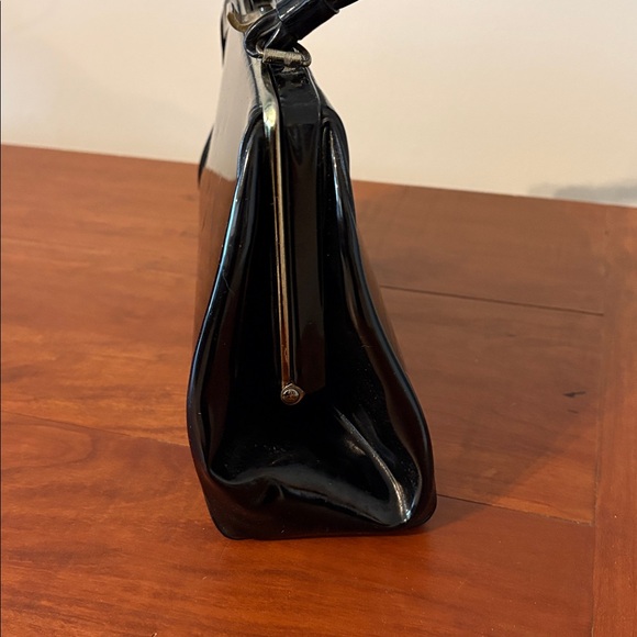 vintage Black Patent Leather Clutch - Picture 5 of 12